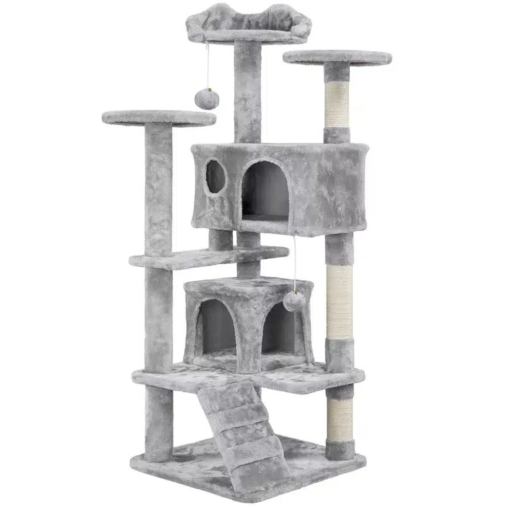 54.5" Multilevel Kitten Tree Condos With 2 Fur Balls & 3 Scratching Posts - Image 5