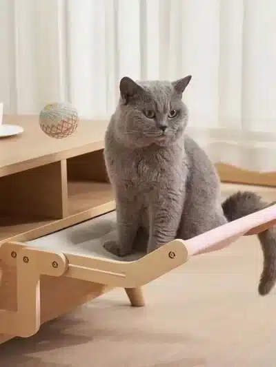 Sturdy Cat Window Hammock – Wooden Hanging Cat Bed with Washable Cotton Canvas