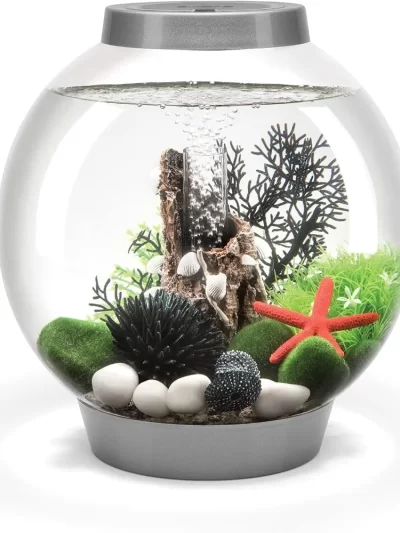 Classic 15 Acrylic 4 Gallon Aquarium With White LED Light Modern Compact Tank for Tabletop or Tabletop Monitor Fishbowl Fish Pet