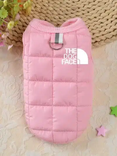 Designer Trendy Dog Clothes Winter Warm Pet Coat with fur inside for Small to Medium Dog with Dog Face Stereo Logo For Chihuahua French Bulldog Havanese Costume