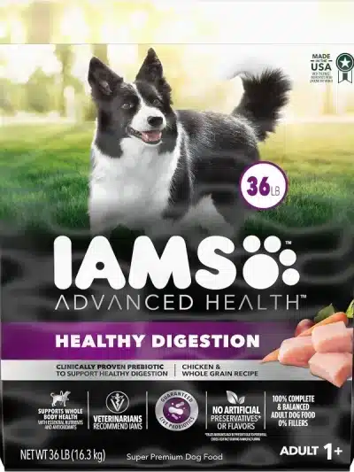 IAMS Advanced Health Adult Healthy Digestion Dry Dog Food with Real Chicken, 36 lb. Bag