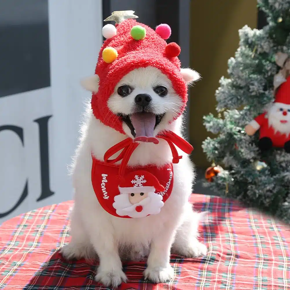 Adorable Pet Christmas Tree Pom-Pom Hat - Image 3