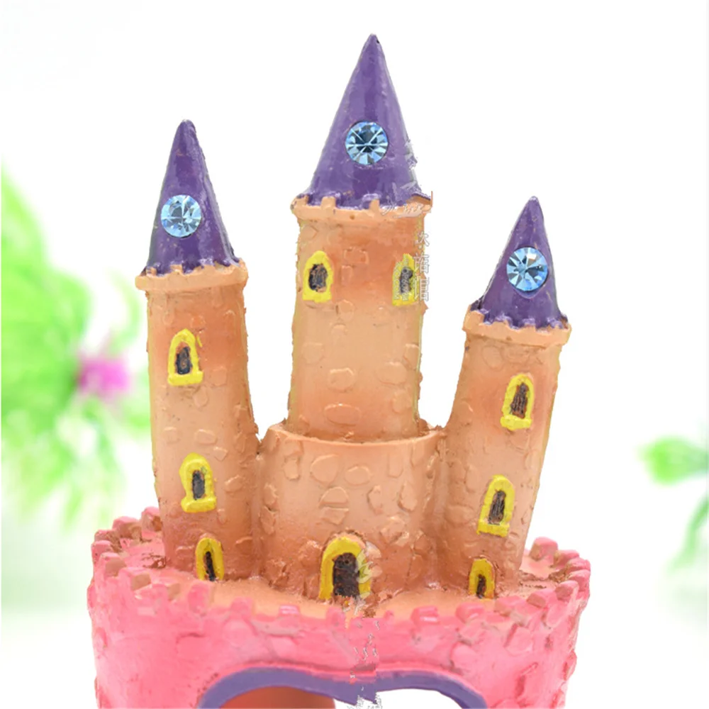 Ornaments Fish Tank Cartoon Pink Princess Castle Aquariums Decorations Resin Castle Tower Aquarium Home Decoration Pet Supplies - Image 6