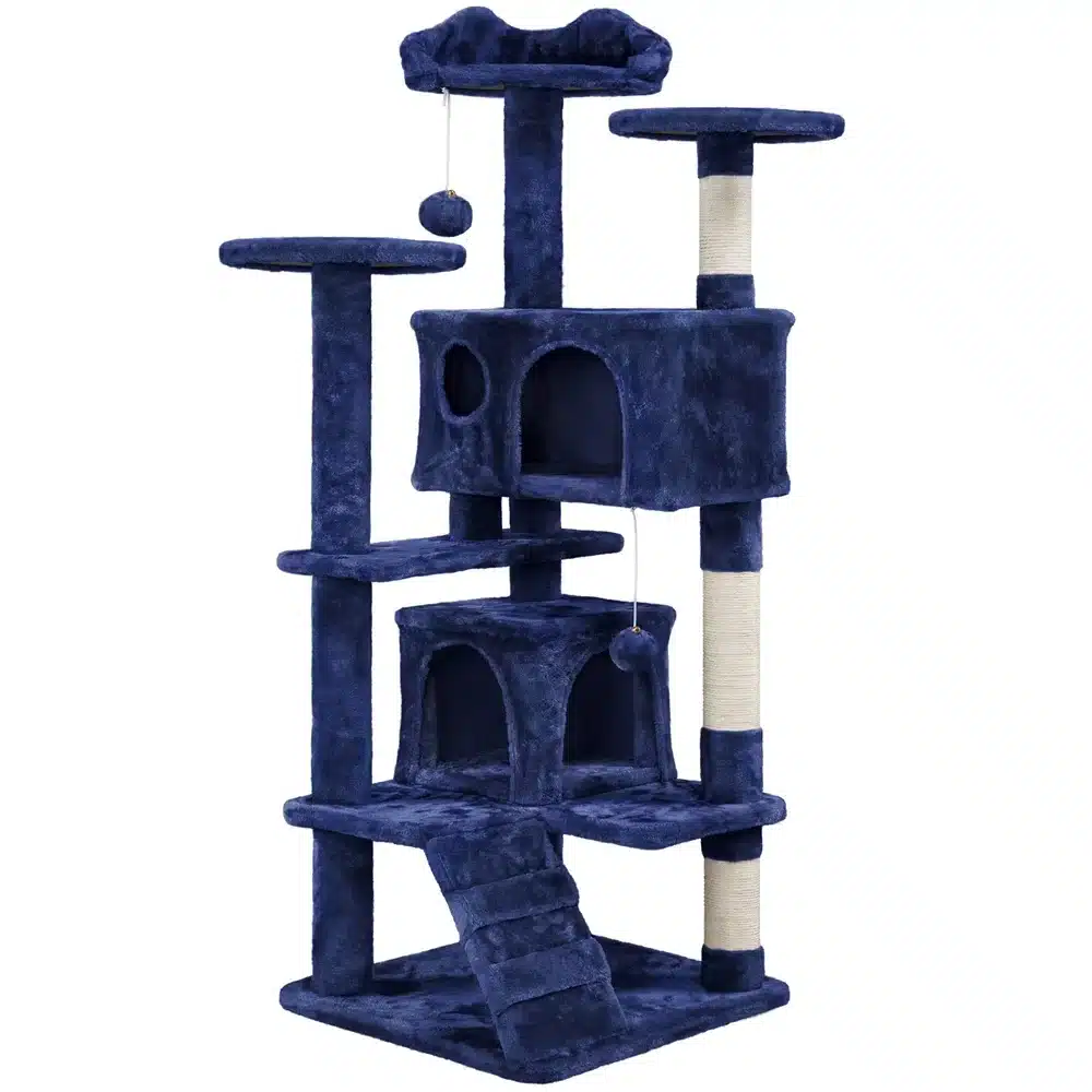 54.5" Multilevel Kitten Tree Condos With 2 Fur Balls & 3 Scratching Posts - Image 3