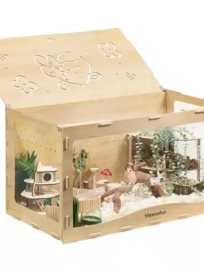MEWOOFUN Wooden Hamster Cage