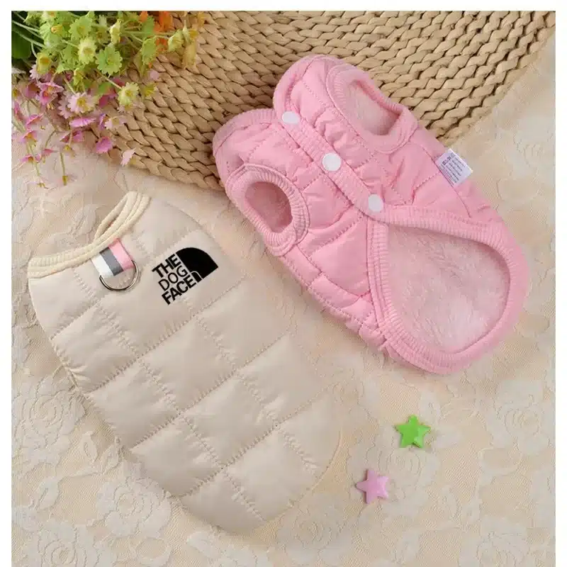 Designer Trendy Dog Clothes Winter Warm Pet Coat with fur inside for Small to Medium Dog with Dog Face Stereo Logo For Chihuahua French Bulldog Havanese Costume - Image 2