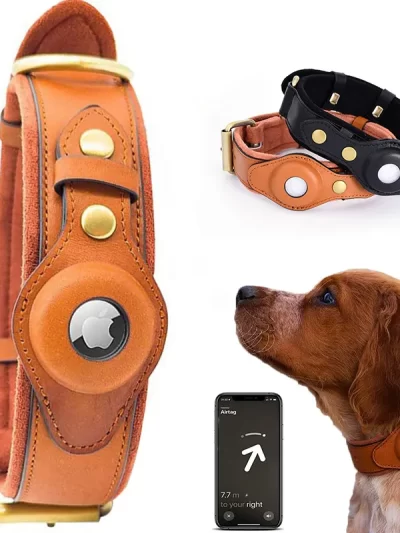 New Leather Anti-Lost Dog Collar With Airtag Holder For The Apple Airtag Heavy Duty Anti Lost Positioning Collar Dog Accessories