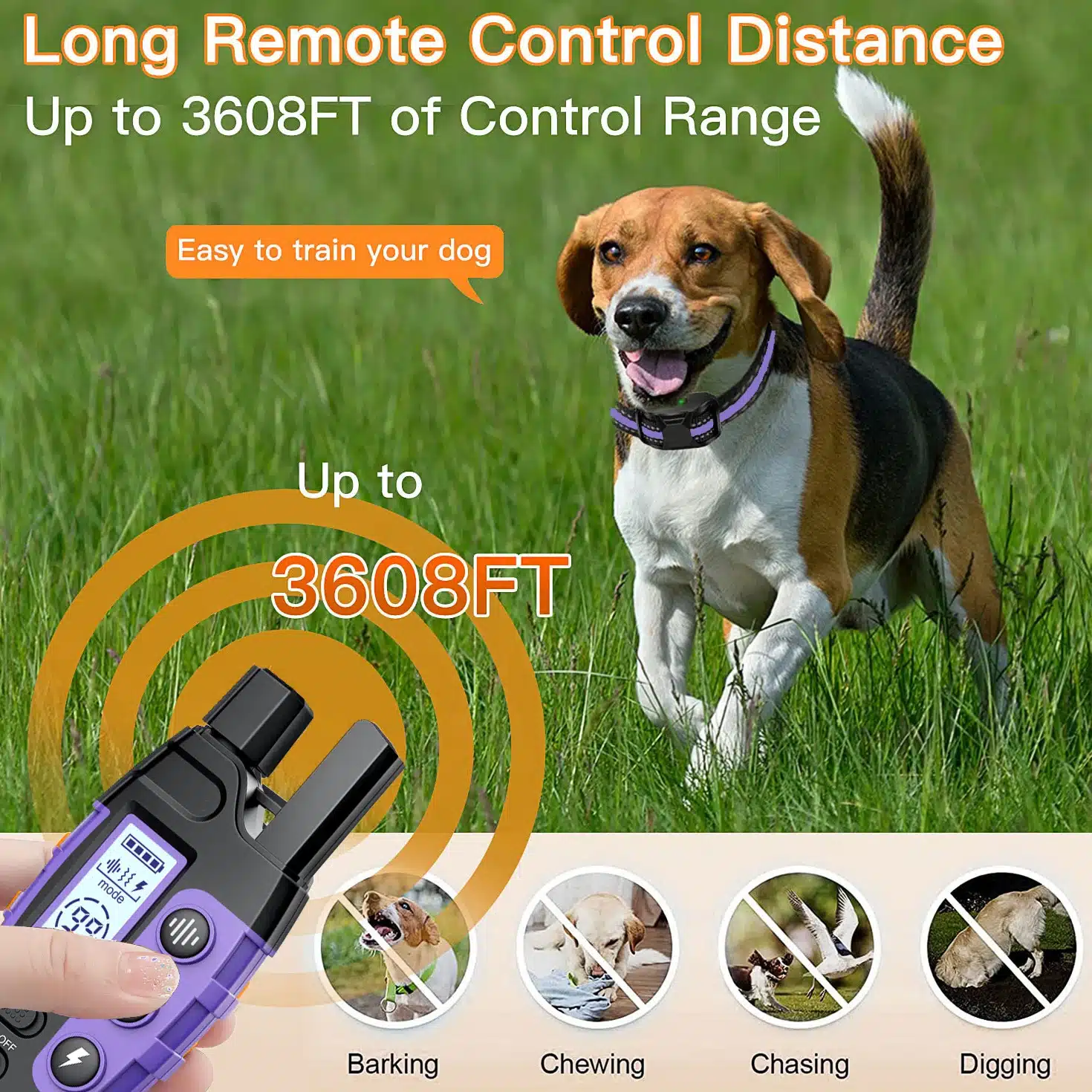 3300Ft Electric Dog Training Collar Remote Control Waterproof Pet BehaviorFor 5-120lbs Puppy With Shock Vibration Beep - Image 4