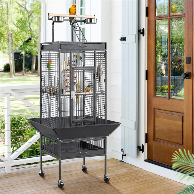 61.5inch Rolling Metal Bird Cage - Image 2
