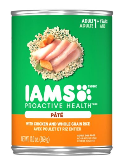 IAMS Proactive Health Paté Adult Wet Dog Food Pate w/Chicken & Rice 13.2oz (Case of 12)