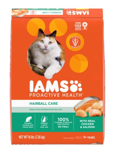 IAMS Proactive Health Hairball Care Adult Dry Cat Food Chicken & Salmon 16lb