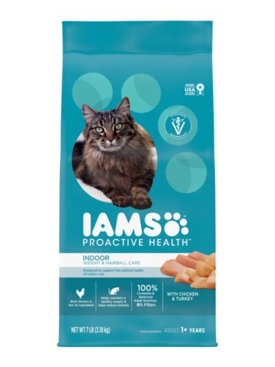 IAMS Proactive Health Weight Control & Hairball Care Indoor Adult Dry Cat Food Chicken & Turkey 7lb