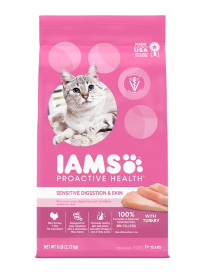 IAMS Proactive Health Sensitive Digestion & Skin Adult Dry Cat Food Turkey 6lb