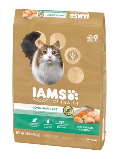 IAMS ProActive Health Adult Long Hair Dry Cat Food Chicken & Salmon 15lb