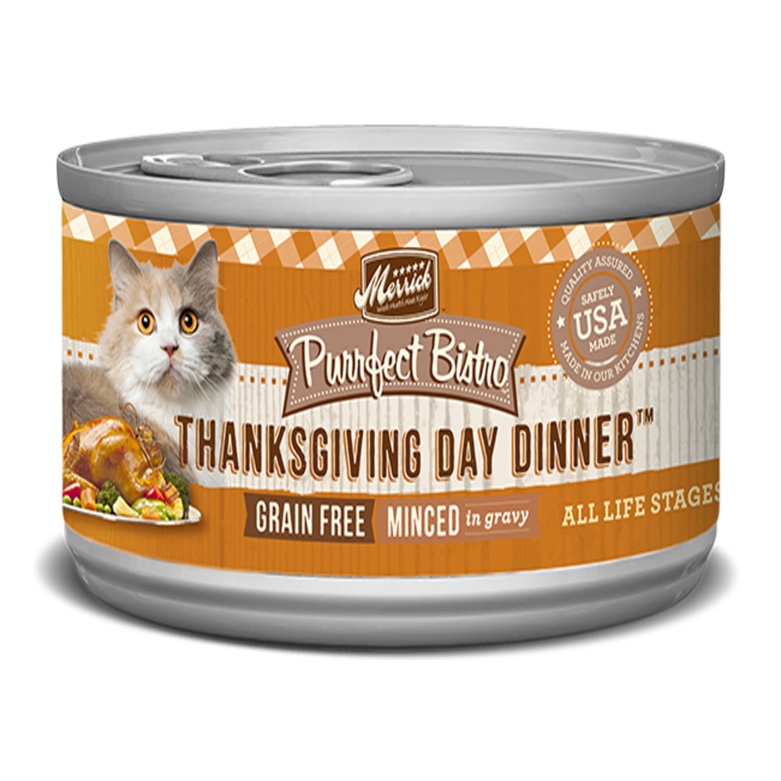 Merrick Cat Purrfect Bistro Grain Free Minced Thanksgiving Day Dinner 3oz. (Case of 24)