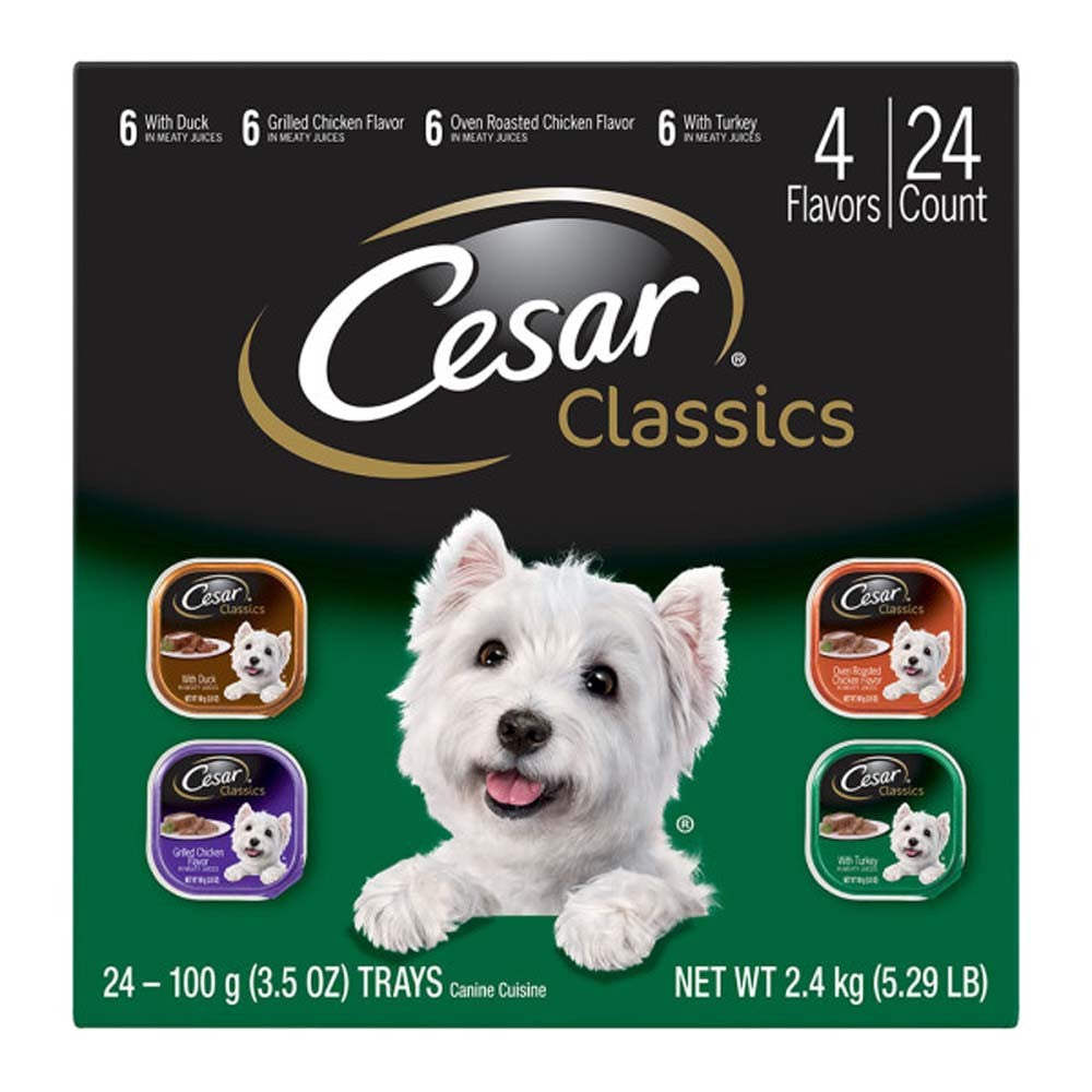 Cesar Classic Loaf in Sauce Adult Wet Dog Food Variety Pack (Duck, Chicken, Turkey) 84.66oz 24pk