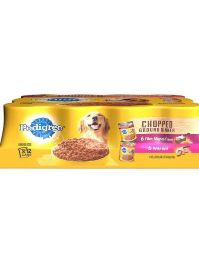 Pedigree Chopped Ground Dinner Adult Wet Dog Food Variety Pack (Filet Mignon, Beef) 13.2oz 12pk