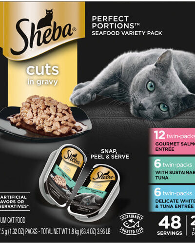 Sheba Perfect Portions Cuts in Gravy Wet Cat Food Variety Pack (Salmon, Tuna, Whitefish & Tuna) 2.6oz 24pk