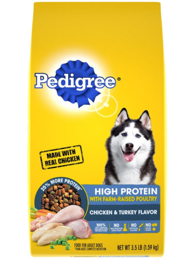 Pedigree High Protein Adult Dry Dog Food w/Farm-Raised Poultry Chicken & Turkey 3.5lb