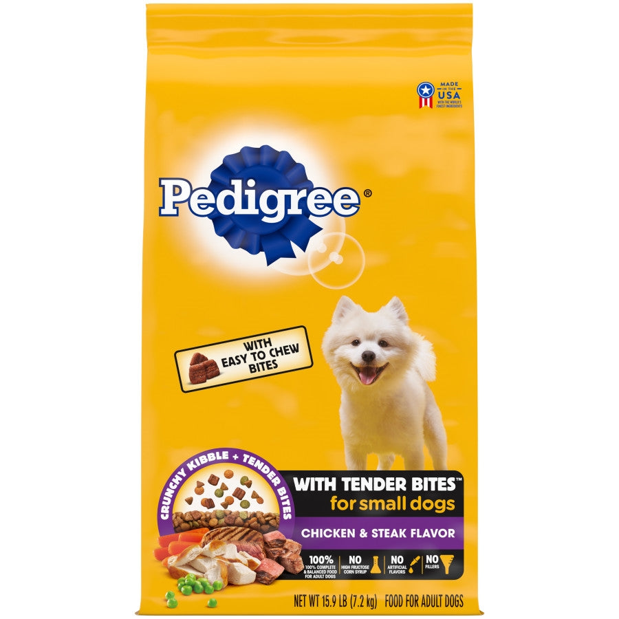 Pedigree Complete Nutrition Tender Bites Small Breed Adult Dry Dog Food Chicken & Steak 15.9lb