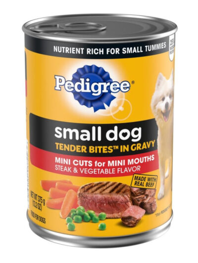 Pedigree Tender Bites in Gravy Adult Small Breed Wet Dog Food Steak & Vegetable 13.2oz 12ct