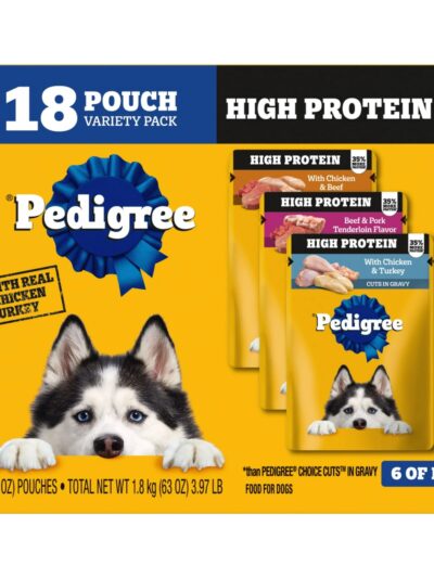 Pedigree High Protein Adult Wet Dog Food Pouch Variety Pack 3.5oz 18ct