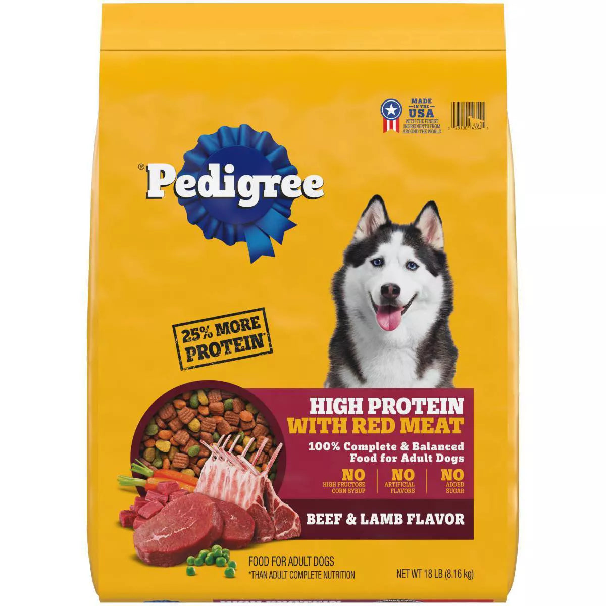 Pedigree High Protein Adult Dry Dog Food w/Red Meat Beef & Lamb 18lb