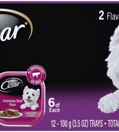 Cesar Classic Loaf in Sauce Adult Wet Dog Food Variety Pack (Filet Mignon, Porterhouse Steak) 42.3oz 12pk