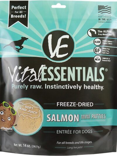 Vital Essentials Dog Freeze-Dried Mini Patties Salmon 14oz.
