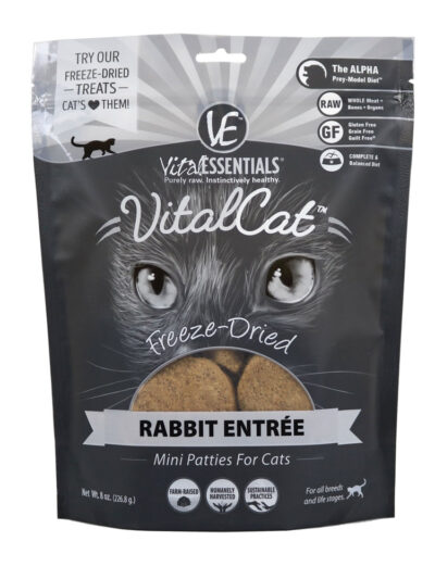 Vital Essentials Cat Freeze Dried Mini Patty Rabbit 8oz.