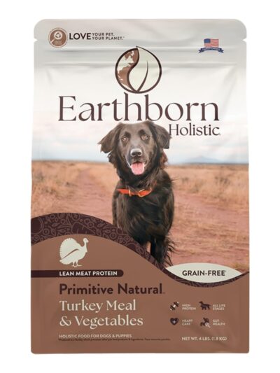 Earthborn Holistic Primitive Natural Grain-Free Dry Dog Food Turkey Meal & Vegetables 4lb