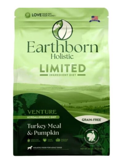 Earthborn Holistic Venture Limited Ingredient Diet Grain-Free Dry Dog Food Turkey Meal & Pumpkin 25lb
