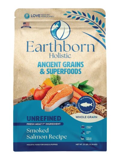 Earthborn Holistic Unrefined Ancient Grains & Superfoods Dry Dog Food Smoked Salmon 25lb