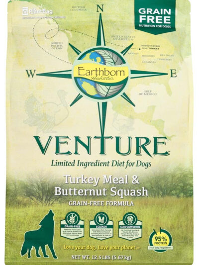Earthborn Holistic Venture L.I.D. Grain Free Dry Dog Food Turkey & Butternut Squash 12.5lb