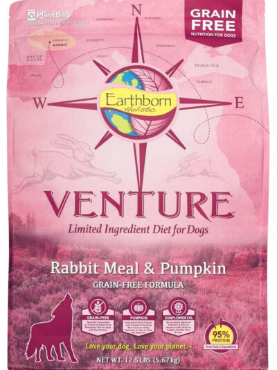 Earthborn Holistic Venture L.I.D. Grain Free Dry Dog Food Rabbit & Pumpkin 1ea/12.5 lb