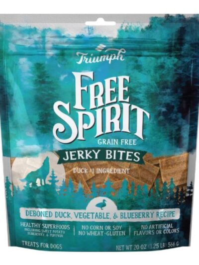 Triumph Grain Free Jerky Bites Dog Treats Duck/Pea/Blueberry 20oz.