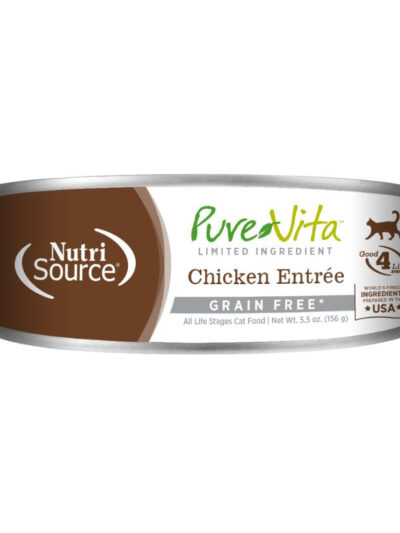 NutriSource PureVita LID Grain Free Canned Cat Food Chicken Entrée 5.5oz