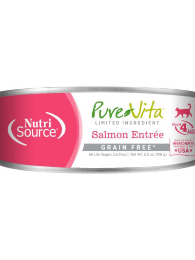 NutriSource PureVita LID Grain Free Canned Cat Food Salmon Entrée 5.5oz