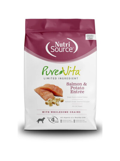 NutriSource PureVita LID Dry Dog Food Salmon & Potato Entrée 25lb