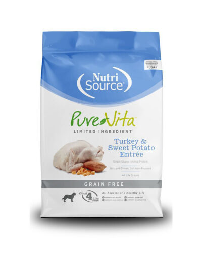 NutriSource PureVita LID Grain Free Dry Dog Food Turkey & Sweet Potato Entrée 25lb