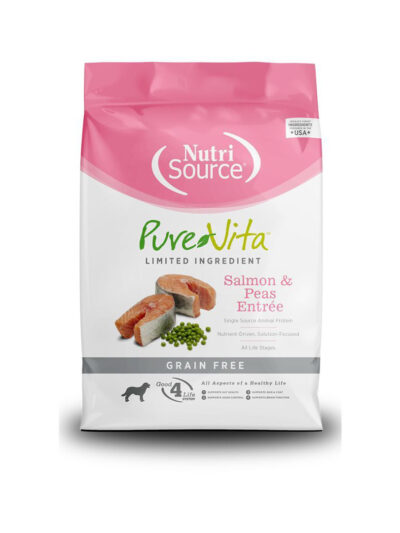 NutriSource PureVita LID Grain Free Dry Dog Food Salmon & Peas Entrée 25lb