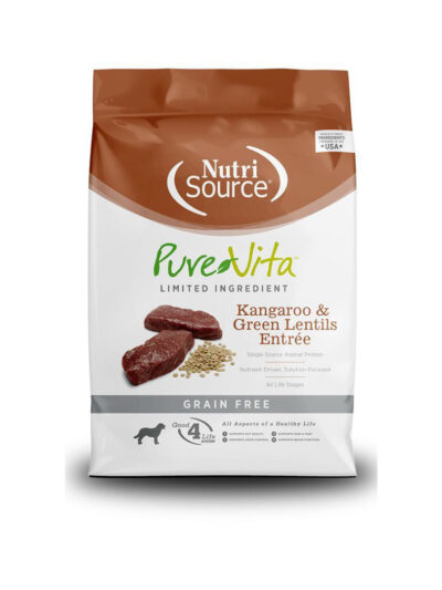 NutriSource PureVita LID Grain Free Dry Dog Food Kangaroo & Green Lentils Entrée 25lb