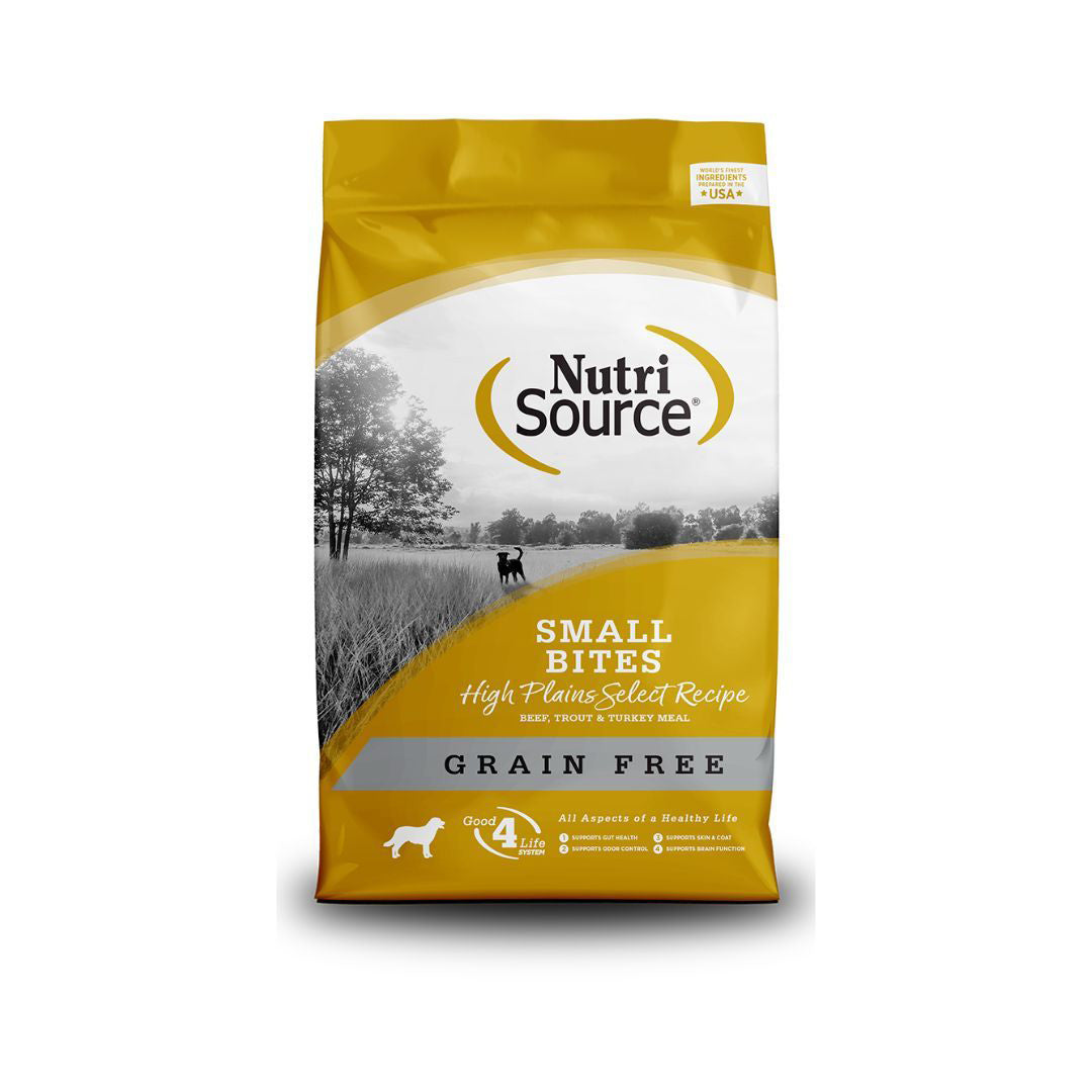 NutriSource Select Recipe Small Bites Grain Free Dry Dog Food High Plains Select 15lb