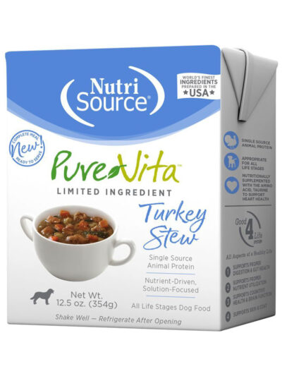 NutriSource PureVita LID Wet Dog Food Turkey Stew 12.5oz