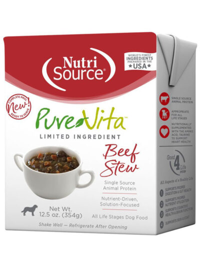 NutriSource PureVita LID Wet Dog Food Beef Stew 12.5oz