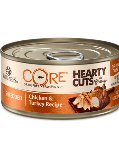 Wellness Cat Core Hearty Cuts Shredded Chicken Turkey 5.5oz. (Case of 24)