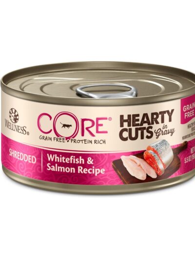 Wellness Cat Core Hearty Cuts Shredded Whitefish Salmon 5.5oz. (Case of 24)