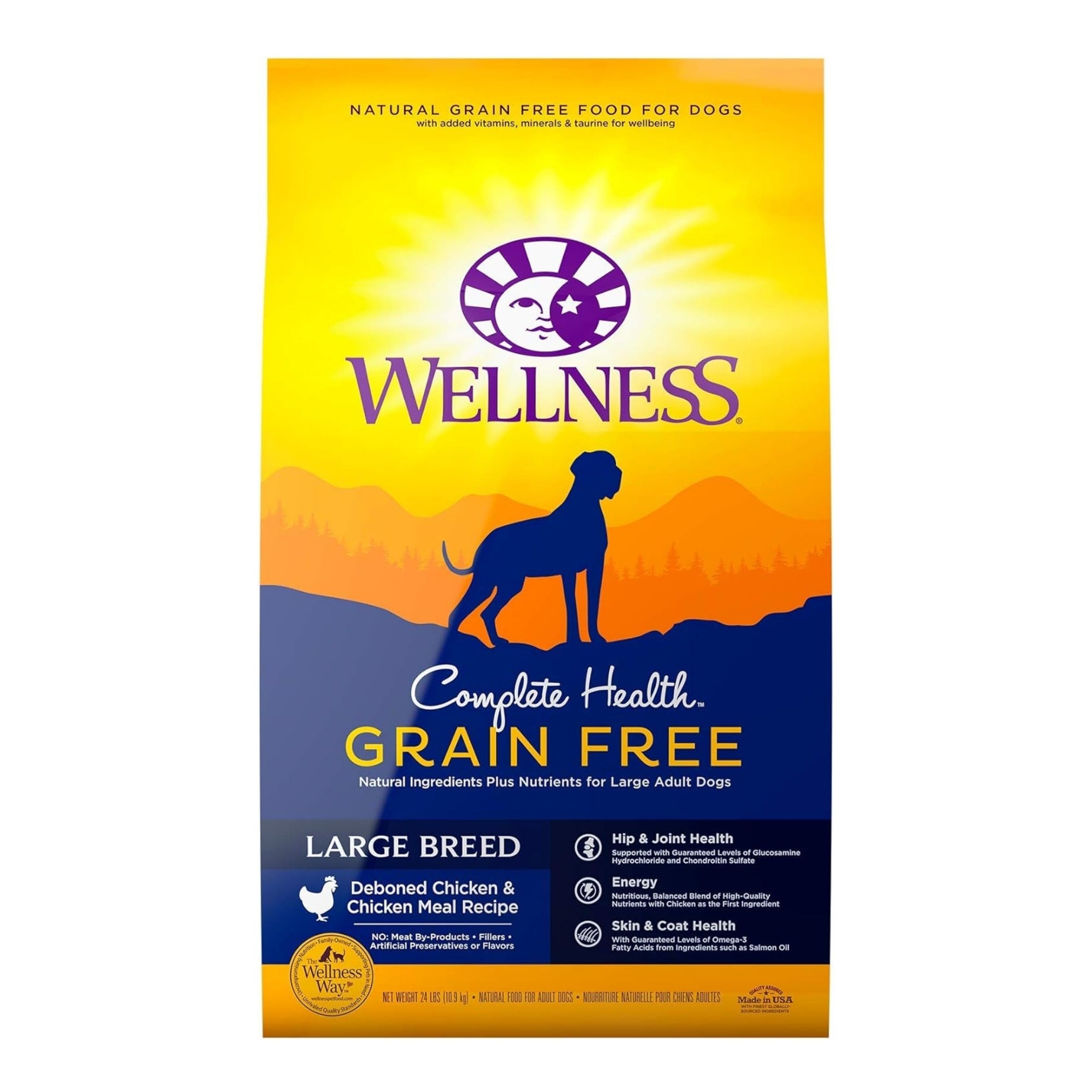 Wellness Dog Grain Free Large Breed 24Lb Chicken Complete Health