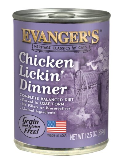 Evanger's Heritage Classic Wet Cat Food Chicken Lickin' 12.8oz 12pk