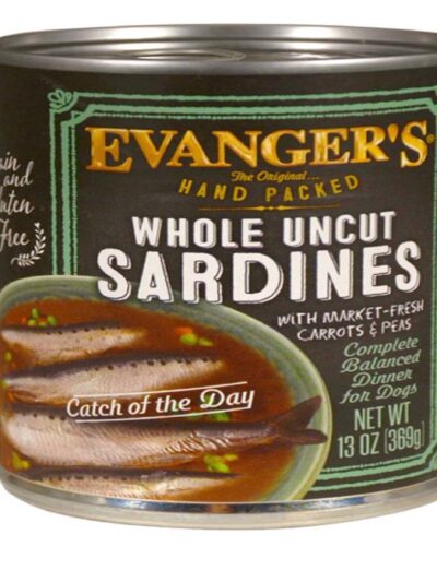 Evanger's Hand Packed Wet Dog Food Whole Uncut Sardines 12oz 12pk